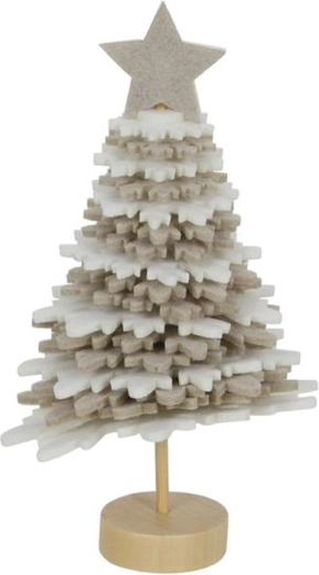Juledekoration træ 16 cm – hvid/beige