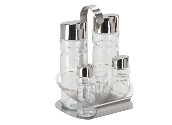 Krydderisæt i 5 dele af glas og rustfrit stål