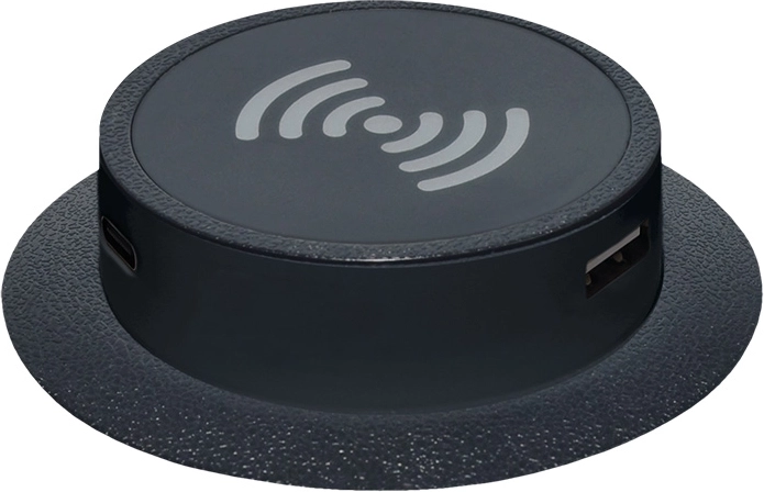 Solight udtrækkelig trådløs Qi-oplader 15 W med USB-A og USB-C PD, sort - 1 stk.