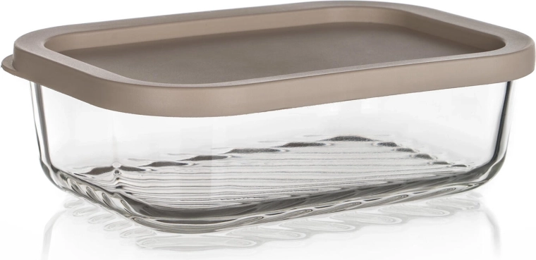 Glaskrukke WAVE 0,48 l med lattefarvet låg, rektangulær