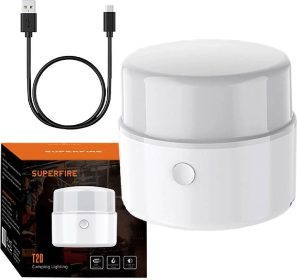 Campinglampe SUPERFIRE T20, 180 lm, USB-opladning