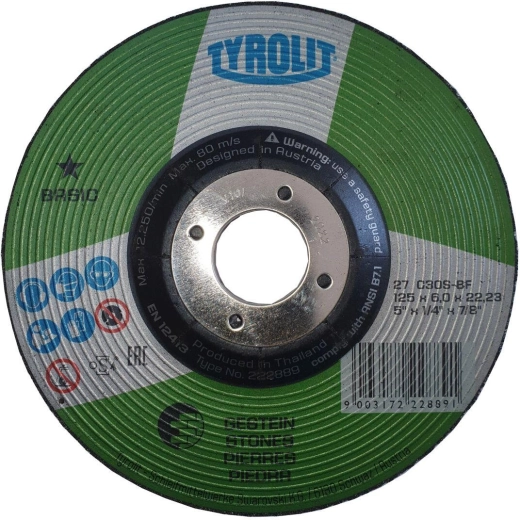 Slibeskive til støbejern og sten 125 × 6 × 22,2 mm