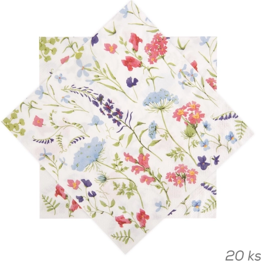 Papirservietter med blomstermotiv i rosa 33 × 33 cm 20 stk