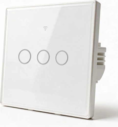 Intelligent berøringsfølsom 3-kanals Wi‑Fi-lysafbryder med timer Tuya