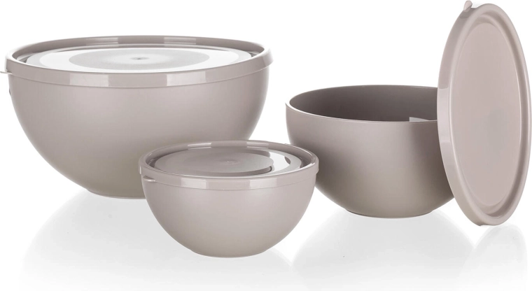 Sæt plastskåle med låg CULINARIA LATTE 0,2 l + 0,5 l + 1,2 l