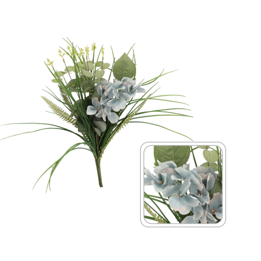 Kunstig buket med blå blomster 45 cm