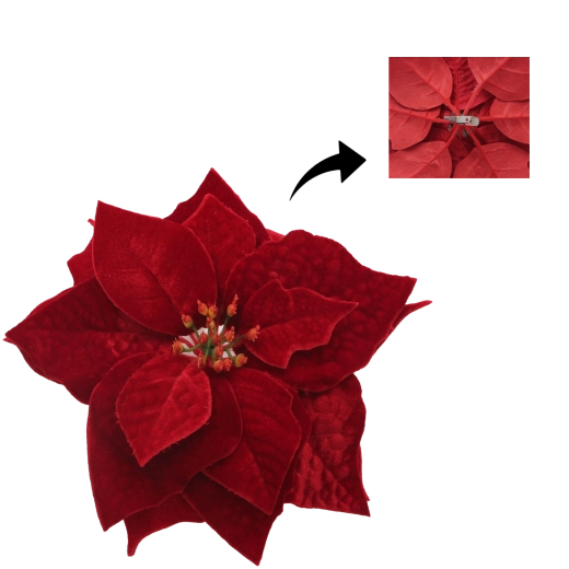 Juleblomst poinsettia med klemme 25 cm – bordeaux