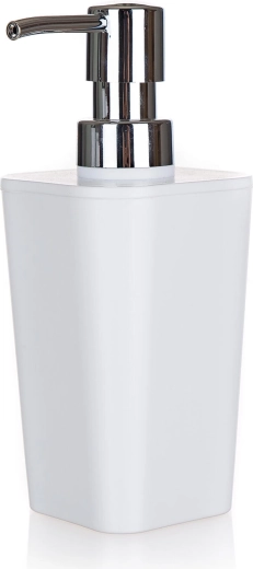 Hvid plast sæbedispenser 7,3 × 7,3 × 17 cm