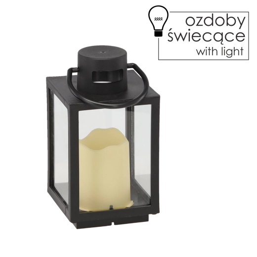 Julelanterne med LED-lys 11 × 11 × 20,5 cm – sort
