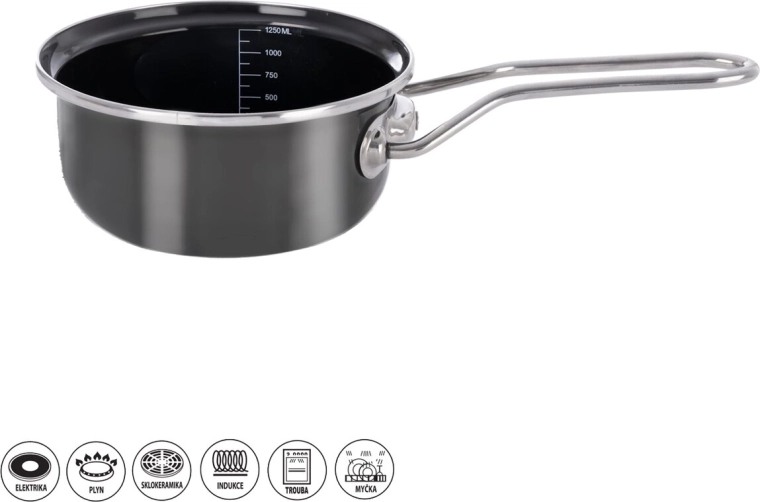 Emaljeret kasserolle Orion Metalic 18 cm, 1,25 l
