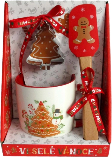 Krus 350 ml med sæt: udstikker og dejskraber Peberkagemand