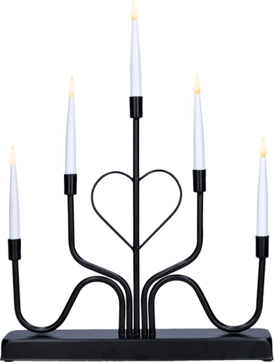 Solight LED-lysestage i metal med 5 arme, sort, 42 cm