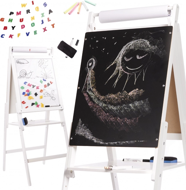 Stor dobbelt-sidet magnetisk tavle med kridt