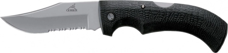 Gerber Gator foldekniv 9,5 cm med serratering, sort, GFN, nylonskede