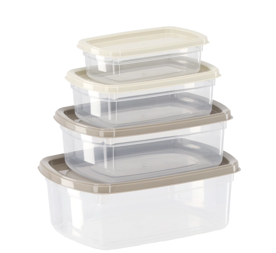 Sæt med plastmadkasser, 4 stk – 0,25 l, 0,5 l, 0,75 l, 1,2 l