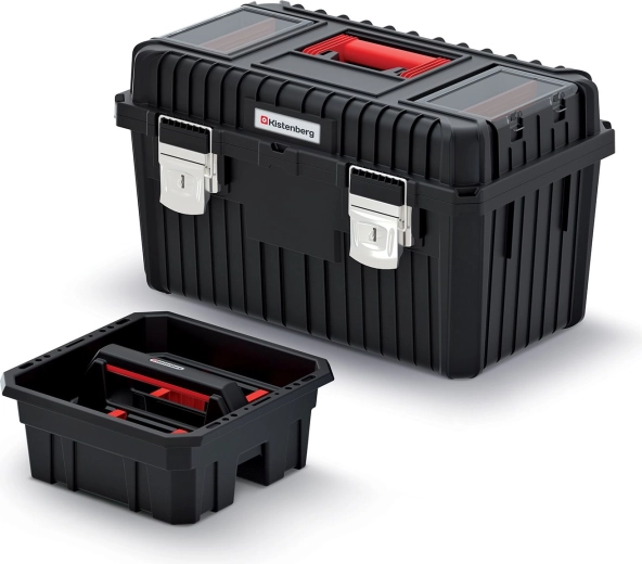 Værktøjskasse med metal-låse HEAVY 585 × 360 × 337 mm, sort