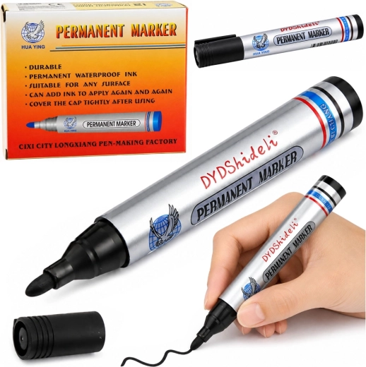 Permanent vandfast marker, sort, med skråskåret spids 13,5 cm - 1 stk.