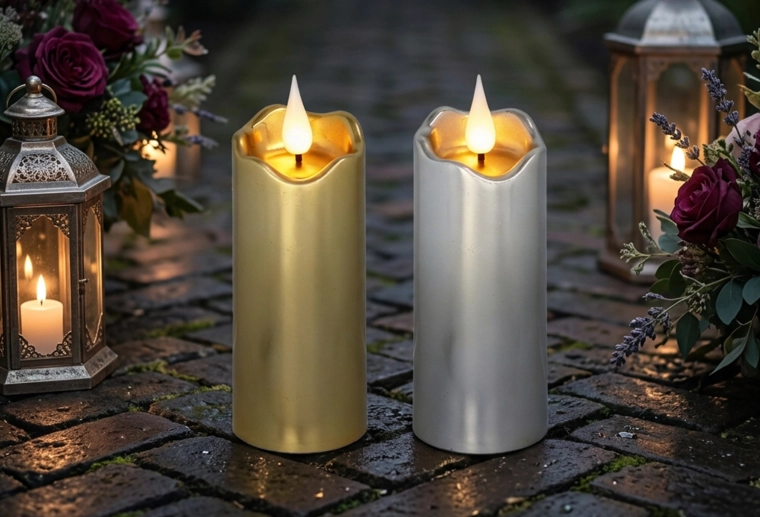 LED-lys 5 × 13 cm i guld- og sølvfarve