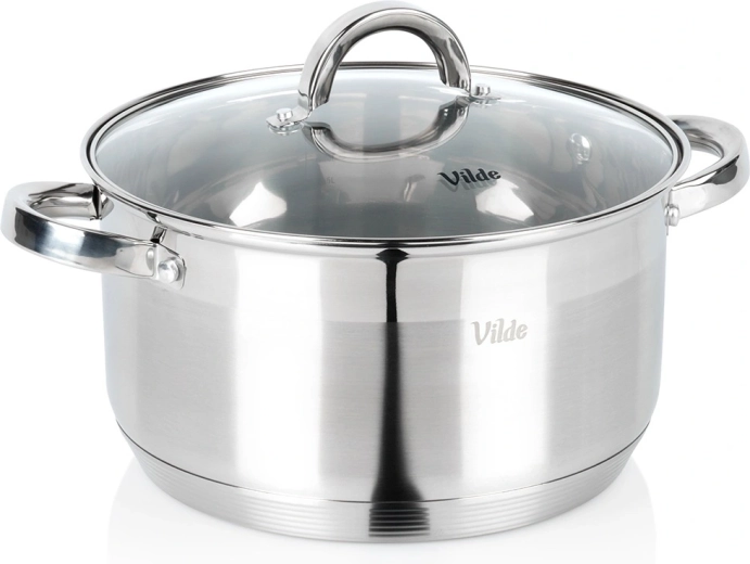 Rustfri stålkasserolle med glaslåg Inoxcellent 24 cm, 5,8 l