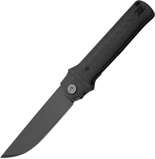 Petrified Fish Tena foldekniv 9,7 cm, Black Stonewash, sort, kulfiber