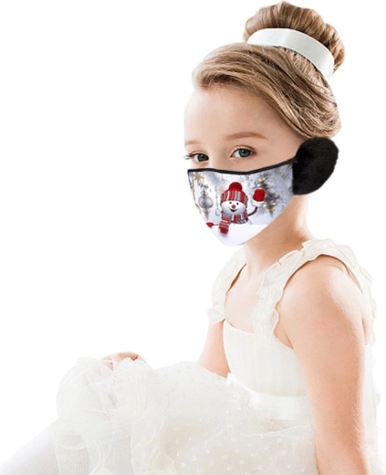 Børnejulemaske med ører - Snemand