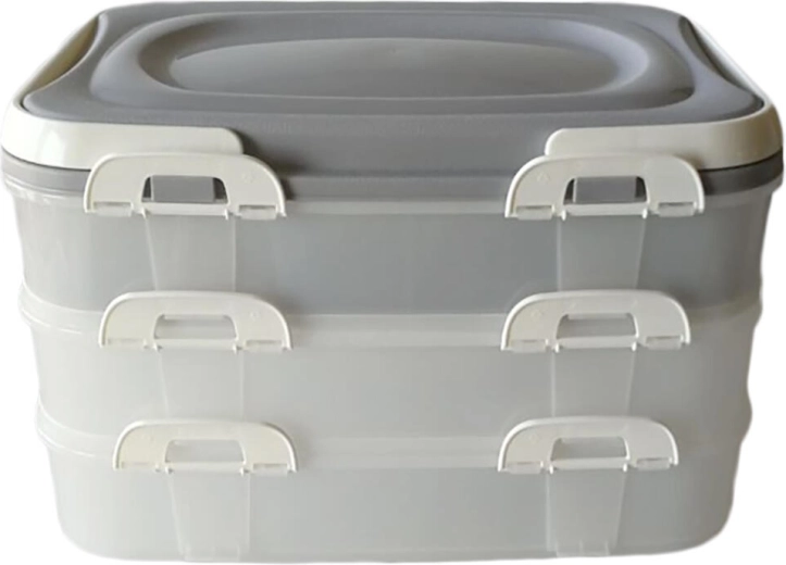 Stabelbar picnickasse med håndtag, 3-lags, 40 × 30 × 24 cm