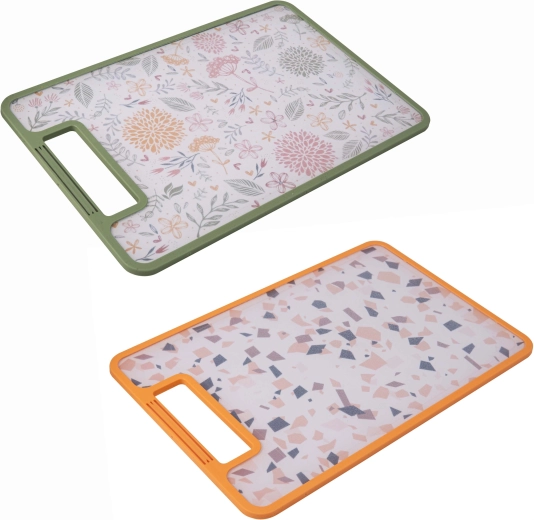Plastikskærebræt TORO 29,3 × 19,5 cm, vendbart, skridsikkert, dekoration Botanica Terrazzo