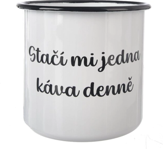 Emaljekrus Én kaffe 1 l hvid