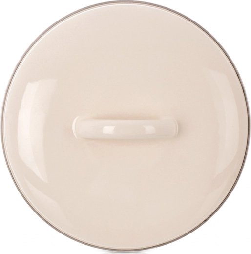 Cremefarvet emaljeret låg 15 cm