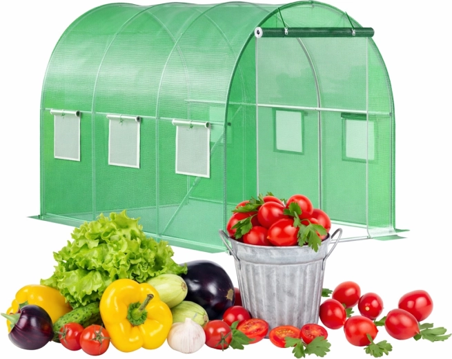 Havefolietunnel 3×2×2 m, 6 m², galvaniseret stålkonstruktion og UV-bestandig presenning