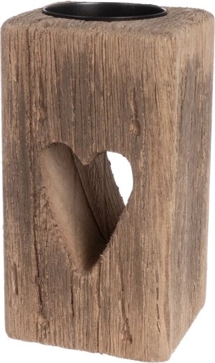 Trælysestage i paulownia med hjerte – beige