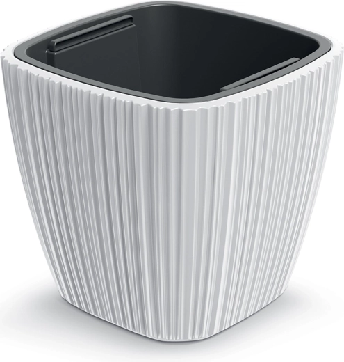 ORO blomsterkrukke 39 cm hvid – moderne plastkrukke med indsats