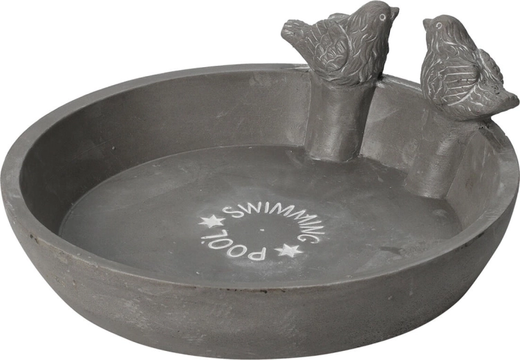 Vand- og fuglebad i MgO-keramik, grå, 23,5 cm
