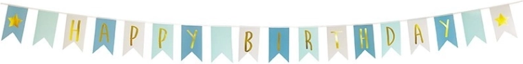 Jabadabado banner happy birthday blå
