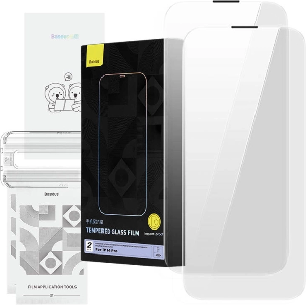 Hærdet glas BASEUS Corning med støvfilter til iPhone 14 Pro