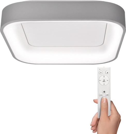 Solight LED-loftslampe Treviso firkantet 48 W grå med fjernbetjening