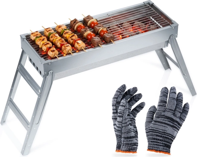 Vilde sammenklappelig bærbar stålkulgrill 73 × 21 × 37 cm