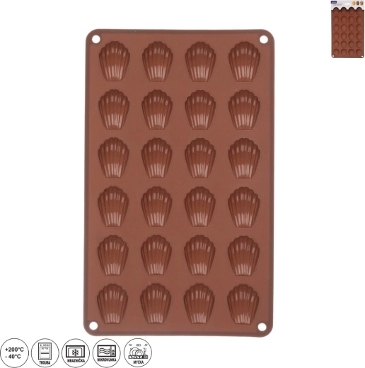 Silikoneform til mini muslinger 24 stk. brun