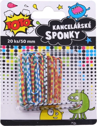 Stribet kontorclips 20 stk, 50 mm