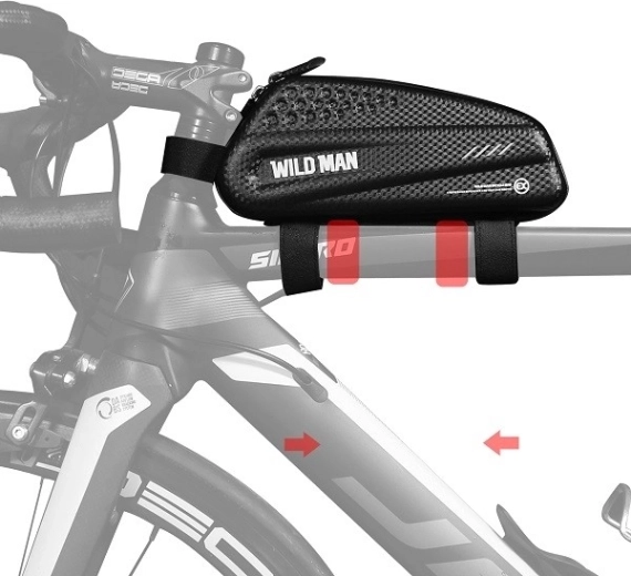 Vandtæt stel-/rammetaske til cykel WildMan EX 1 l med telefonholder, sort