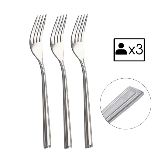 Sæt med 3 Milano-gafler i rustfrit stål
