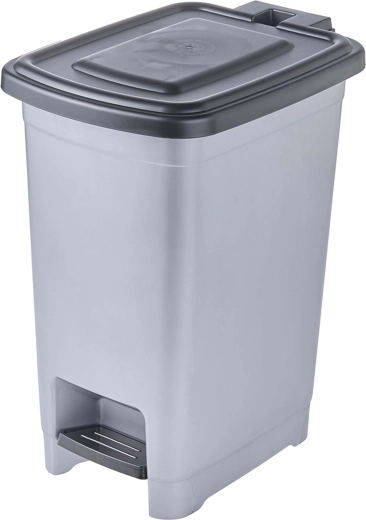 Pedalbetjent affaldsspand lys sølv 21 × 28 × 35 cm