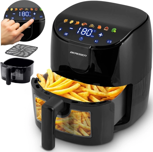 Berdsen airfryer 4 l 1500 W med vindue og LED-belysning