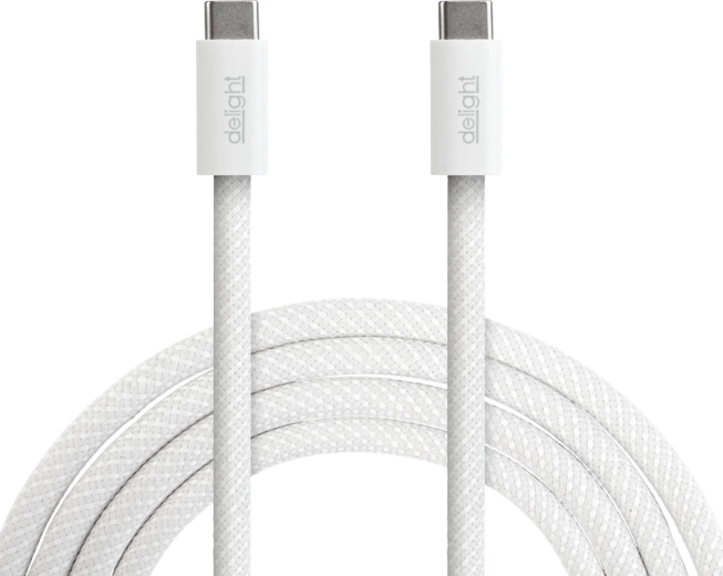 USB-C til USB-C-opladnings- og datakabel til bærbare computere, 1 m, hvidt
