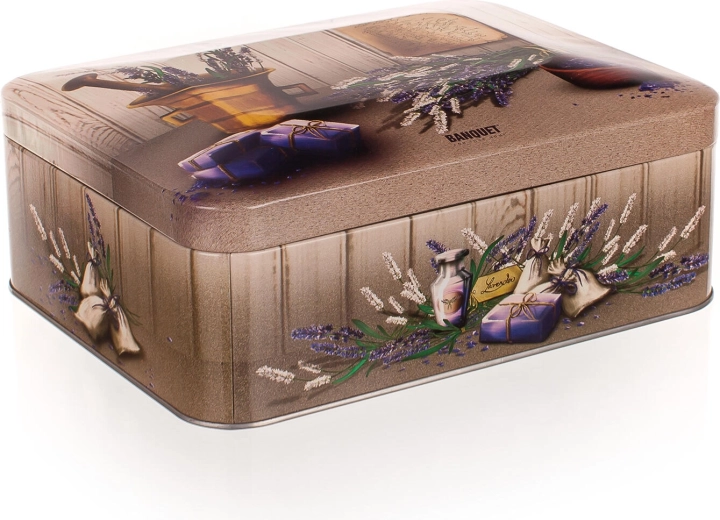 Boks af blik til te Lavender med rum 20 × 15,5 × 8 cm