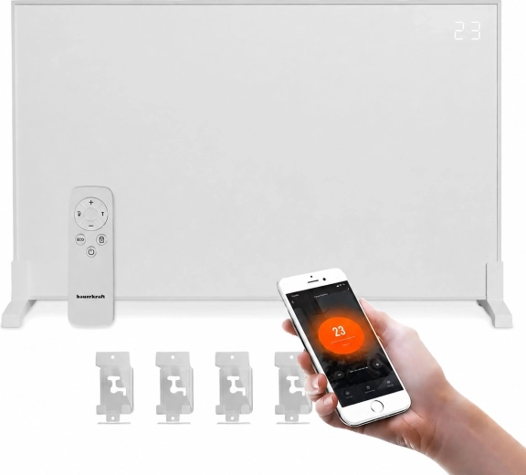 Infrarødt varmepanel Bauerkraft 800 W med Wi‑Fi og LED-display 60 × 100 cm