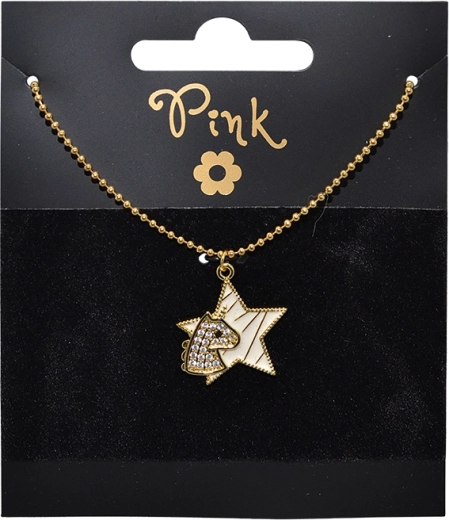 Forgyldt halskæde med vedhæng: stjerne og enhjørning