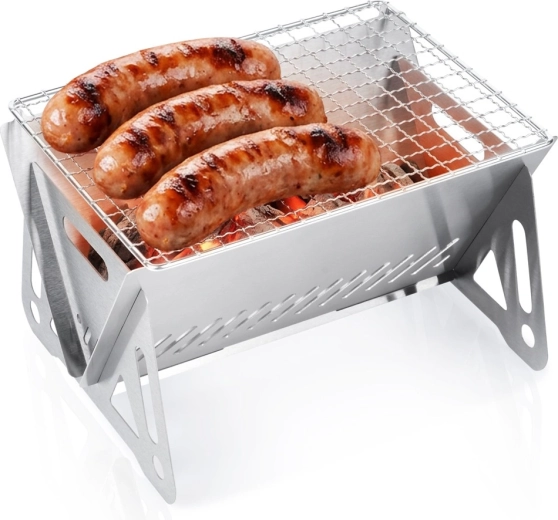 Vilde sammenklappelig grill i rustfrit stål til trækul 21 × 16,5 × 12,5 cm