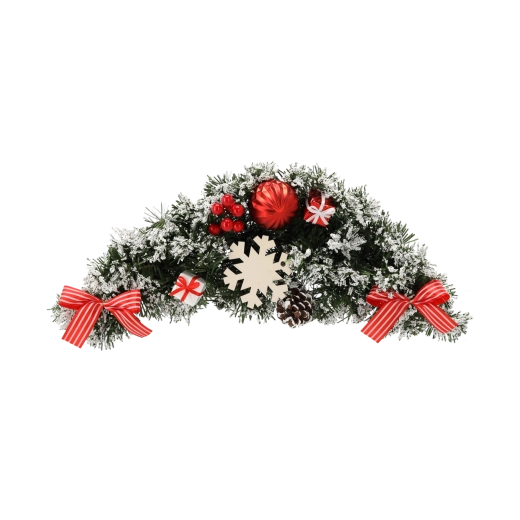 Hængende julearrangement 46 cm i hvid‑rød farve