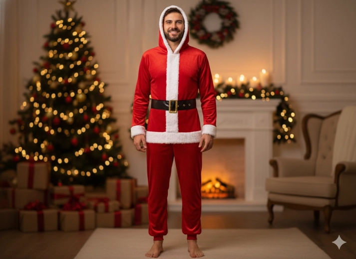Heldragt med julemandskostume – størrelse L